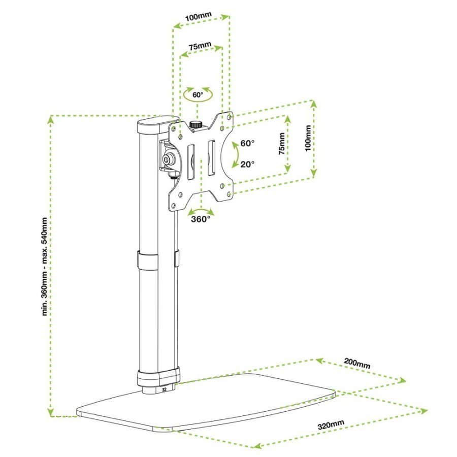 Techly ICA-LCD 260 skrmbeslag og -stativer 68,6 cm (27