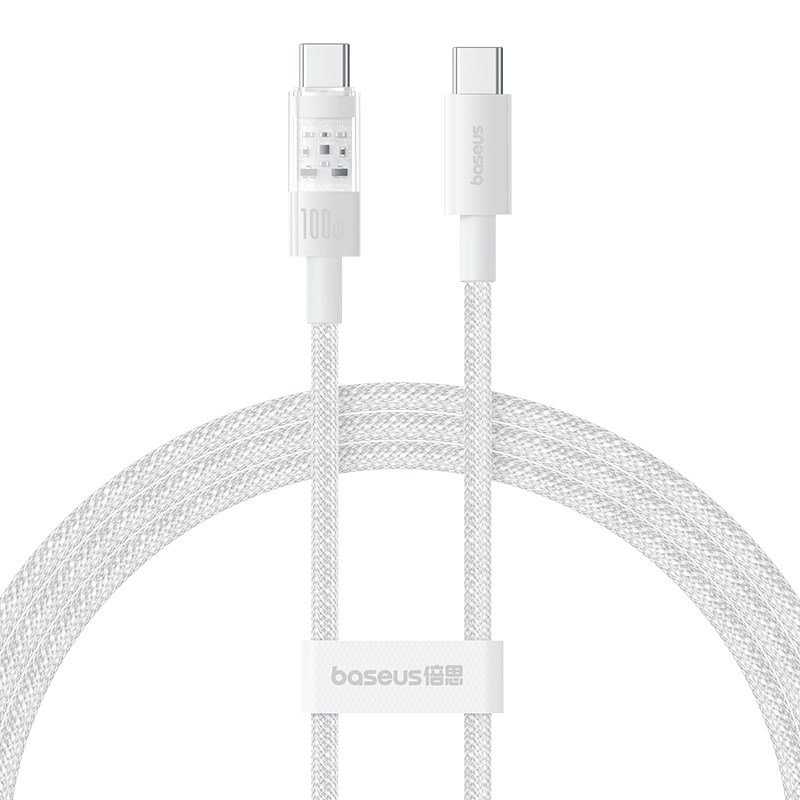 Baseus Gem USB C til USB C hurtigopladningskabel 1 m 100 W Hvid #1