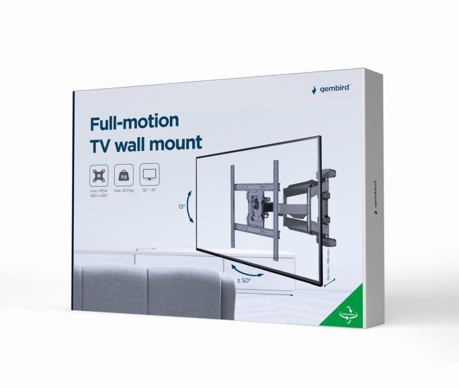 Gembird WM-75ST-01 tv-beslag 190,5 cm (75