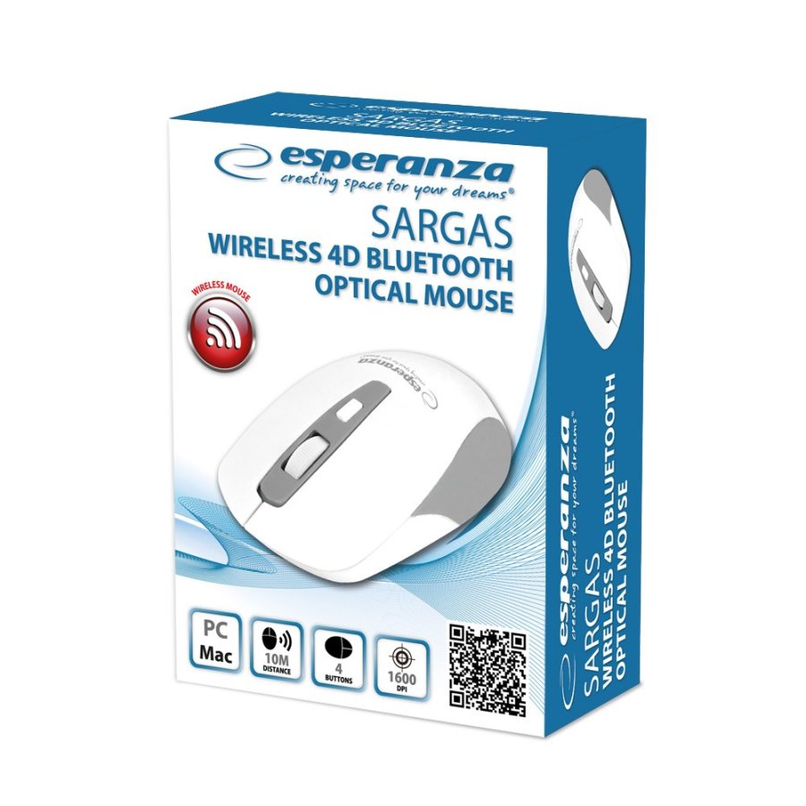 Esperanza EM130W Tr�dl�s Bluetooth 4D-mus, hvid #2