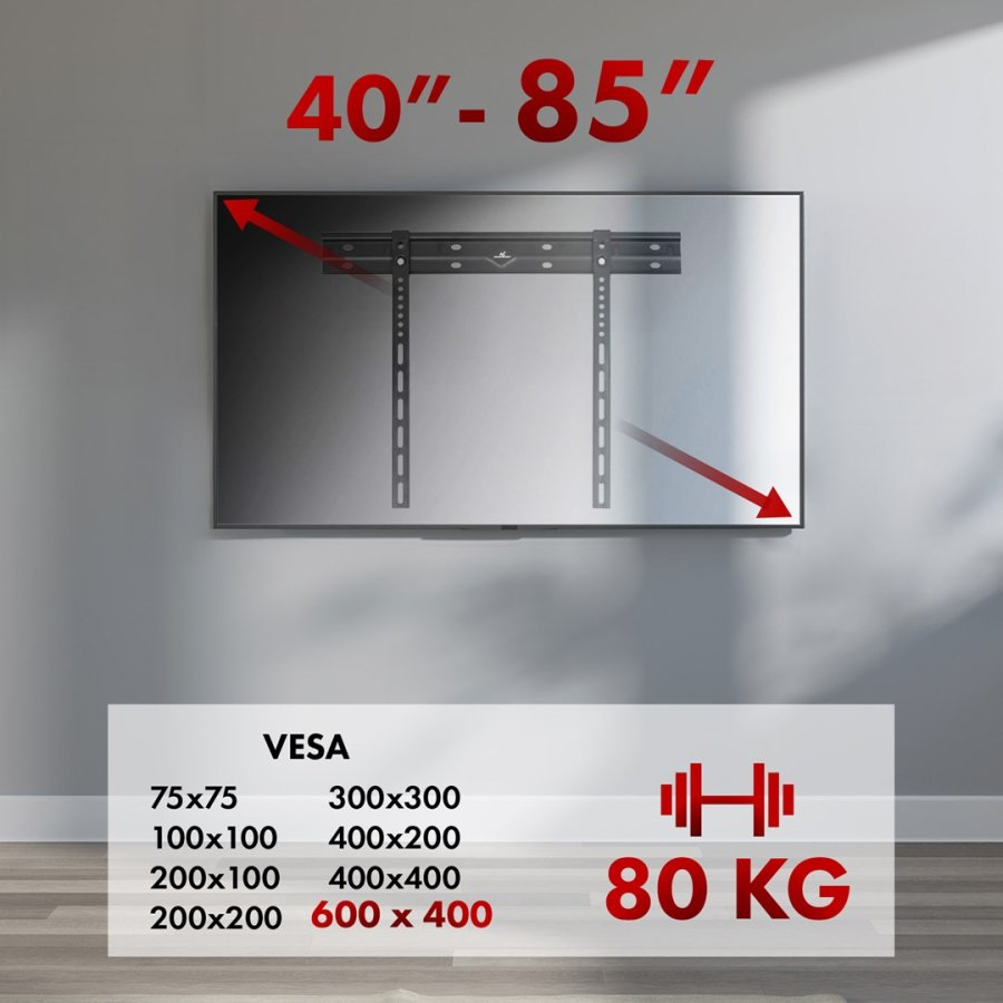 MACLEAN ULTRA FLAT WALL MOUNT FOR TV 40-85