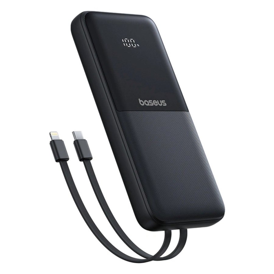 Baseus Lipow Powerbank med dobbelt indbygget kabel og display 10000 mAh 22,5 W Sort #6