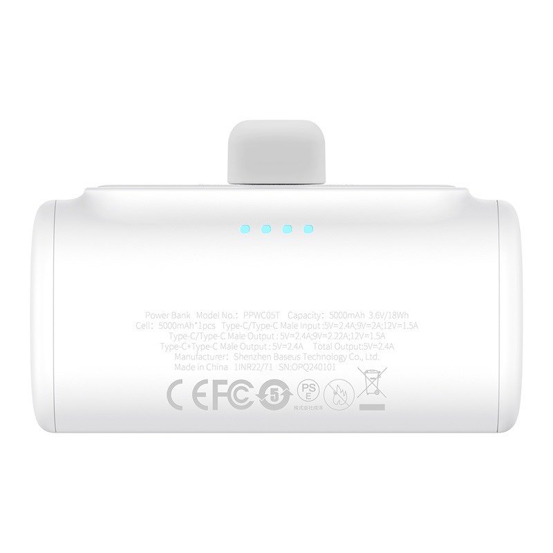 Baseus Compact P10068306213-00 Lithium-ion powerbank 5000 mAh Hvid #4
