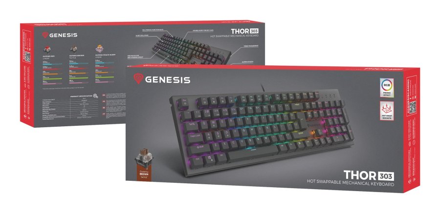 GENESIS Thor 303 tastatur Spil USB QWERTZ Tysk Sort #10