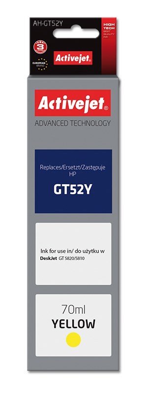 Activejet AH-GT52Y blk (erstatning HP GT52Y M0H56AE; Supreme; 70 ml; gul) #1