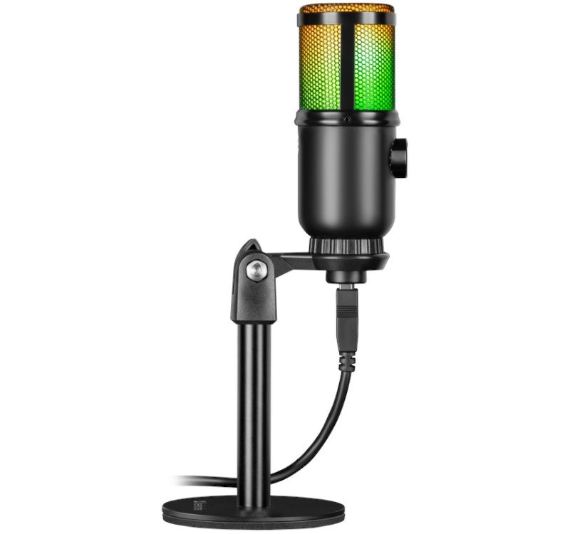 Mikrofon przewodowy Defender GLOW GMC 400 ze statywem STREAM strumieniowy RGB USB #4