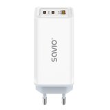 SAVIO LA-07 GaN 65W netoplader, USB, QC4.0+, PD 3.0, hvid #1