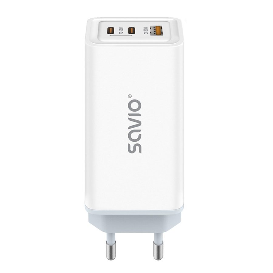SAVIO LA-07 GaN 65W netoplader, USB, QC4.0+, PD 3.0, hvid #1