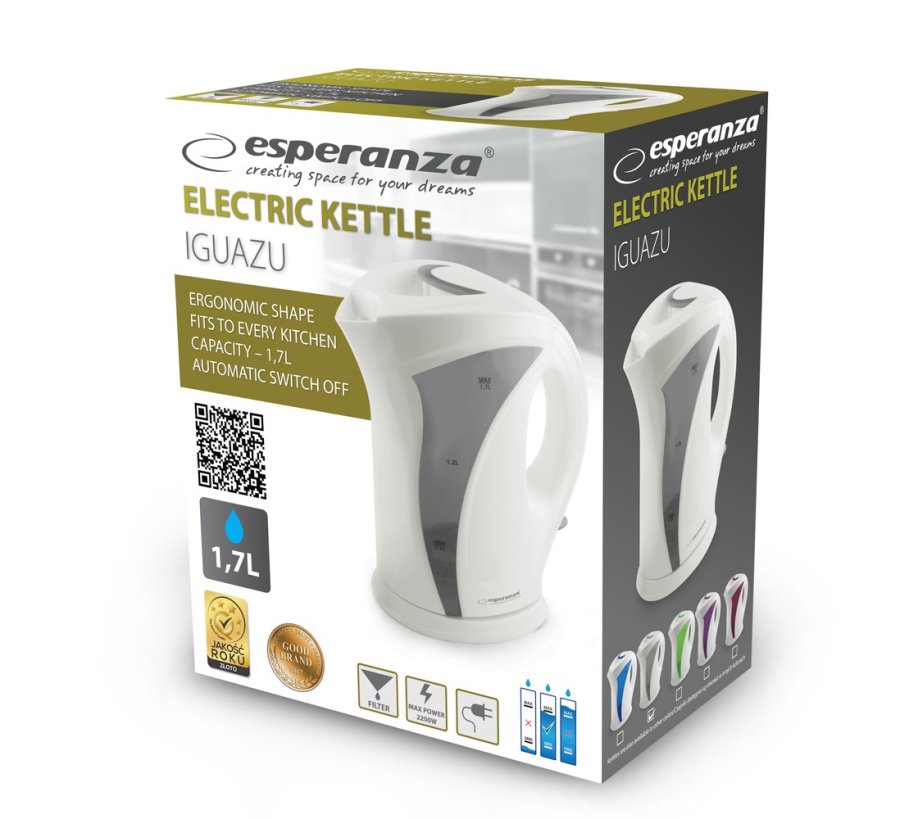Esperanza EKK018E El-kedel 1,7 L, hvid/gr� #2