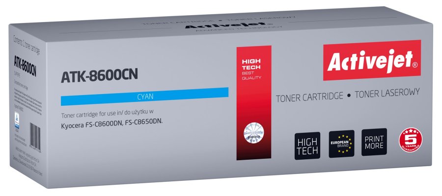 Activejet ATK-8600CN Tonerpatron til Kyocera-printere; Erstatning Kyocera TK-8600C; Supreme; 20000 sider; cyan #1