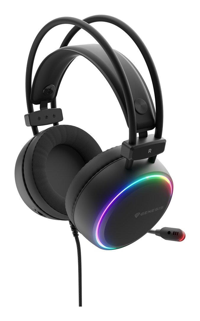 SUCHAWKI NAUSZNE GENESIS NEON 613 G2 RGB Z MIKROFONEM PODWIETLENIE CZARNE #1