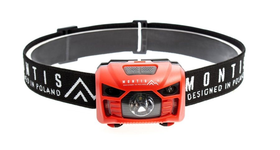 Montis Bateryjna latarka nagowna z sensorem MT002 R�d, Sort Hovedb�nd lommelygte LED #1
