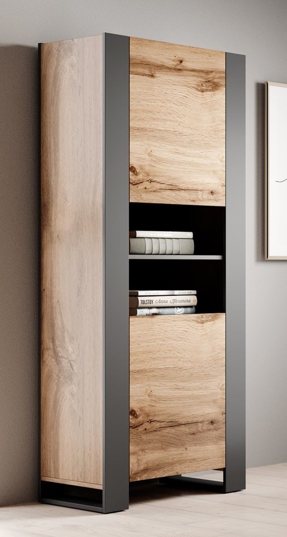 WOOD bogreol 65x40x170,5 egetr wotan + antracit #7