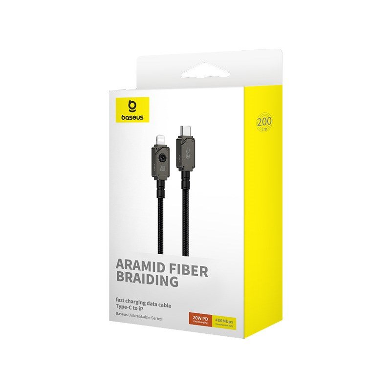 Baseus Unbreakable USB C til iP-kabel 2 m 20 W Sort #7