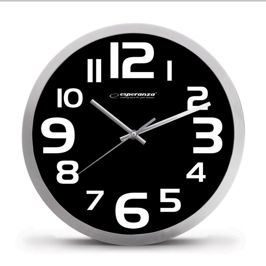 Esperanza EHC013K Wall Clock - Zurich - Black Kvartsur Oval Sort, Hvid #3