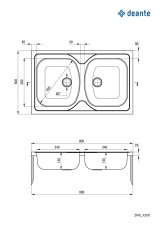 Vask DEANTE Tango ZM5_0200 2-kammer, stl 80x50 cm #7