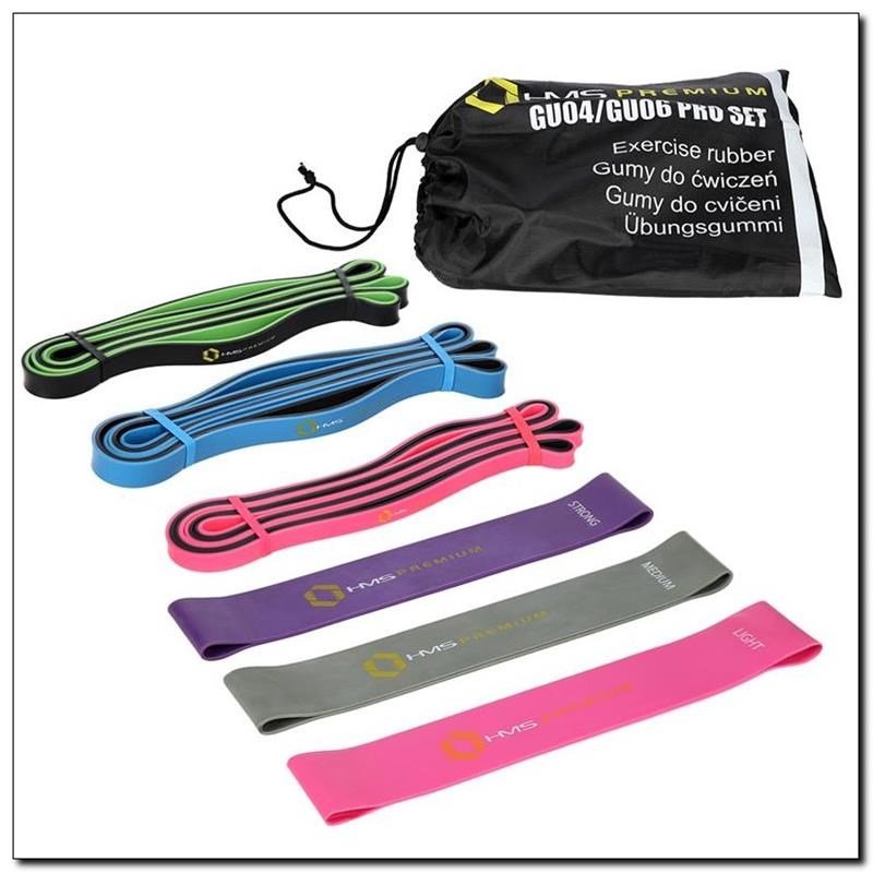 HMS Fitness GU04/GU06 Pro motionsbnd Latex Bl, Grn, Gr, Lyserd, Lilla #1