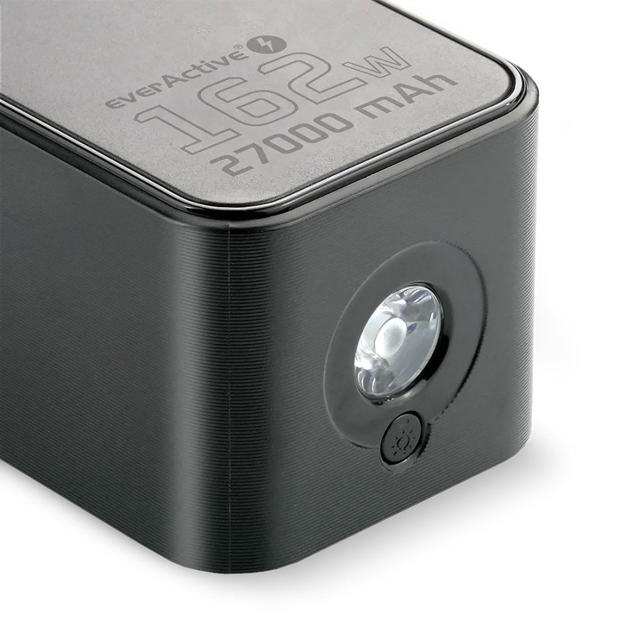 Powerbank 27 000mAh, 1x USB, 2x USB-C, 162,5W, QC4+, flashlight, LCD screen, black #9