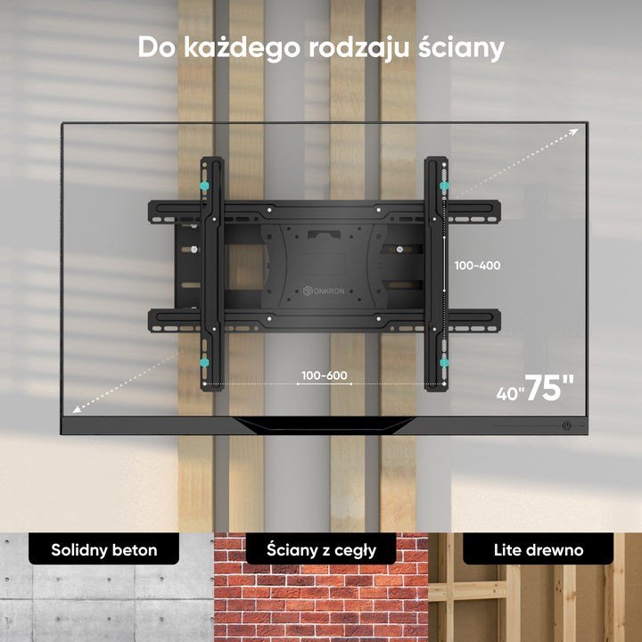 ONKRON M7L-B tv-beslag 190,5 cm (75