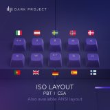 Dark Project ALU87B Celestial, G3MS Voidstone Switch, UK/DE/AT/ES/IT/FI/NO/SE/DK tastatur Spil USB QWERTZ Dansk, Engelsk, Tysk, Italiensk, Nordisk, Norsk, Spansk, Svensk, UK engelsk Lilla #20