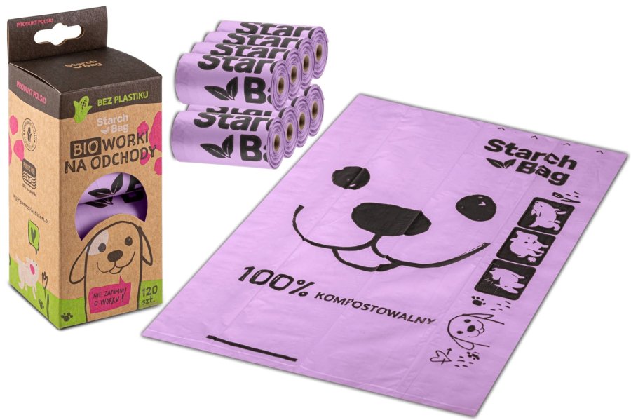 STARCHBAG BIO komposterbare poser til affring lilla  8x15 stk. #2