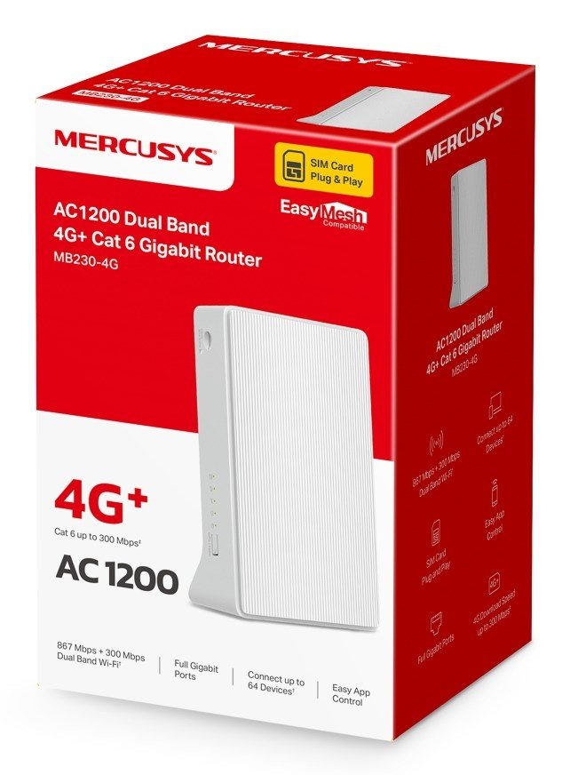 Mercusys MB230-4G tr�dl�s router Gigabit Ethernet Dual-band (2,4 GHz / 5 GHz) Hvid #3