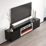 RTV LUXE-skab 182,6x34,5x37,5 sort/sort glans + hvid pejs #4