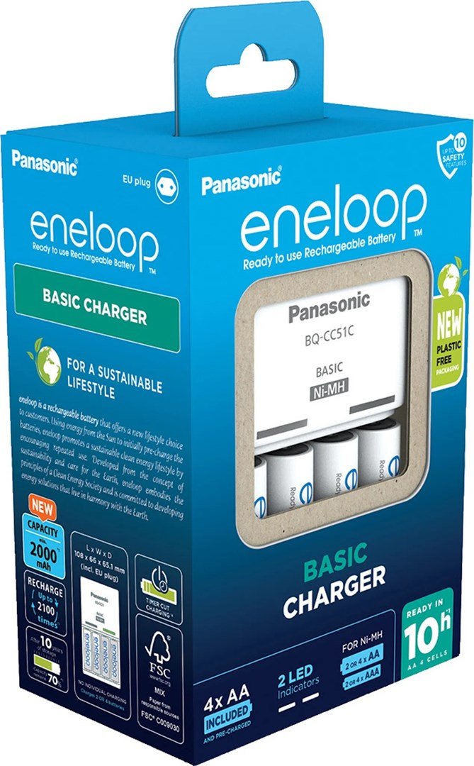 Batterioplader PANASONIC Eneloop Basic BQ-CC51 + 4x AA 2000 mAh (K-KJ51MCD40E) #2