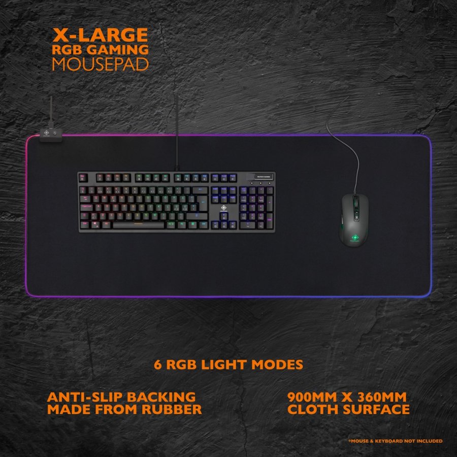 Deltaco Gaming DMP310 RGB Mousepad, 900x360x4mm, 13 LED modes, black #6