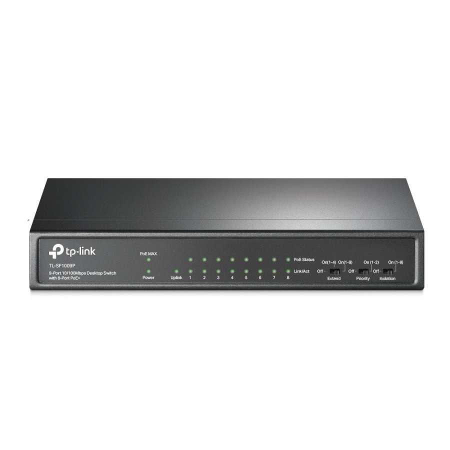 TP-Link TL-SF1009P netv�rksswitch Ikke administreret Fast Ethernet (10/100) Str�m over Ethernet (PoE) Sort #1