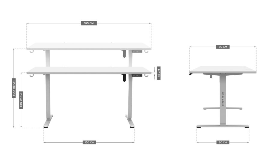 Elektrisk skrivebord MA-Leader 7.6 Hvid #5