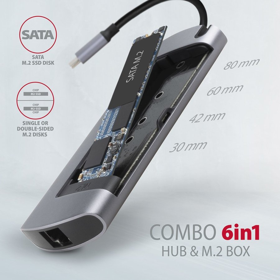 Axagon HMC-6M2 dockingstation Ledningsfrt USB 3.2 Gen 1 (3.1 Gen 1) Type-C Aluminium #3