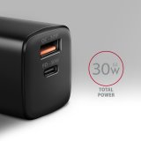 Axagon ACU-PQ30 Ladegert QC3.0, 4.0/AFC/FCP/PPS/Apple+ PD USB-C, 30W - schwarz - Kompaktes Ladegert - 1x USB-C und 1x USB-A Mobiltelefon, Smartphone, SmartWatch, Tablet, Universel Sort Vekselstrm Hurtig opladning Indendrs #3
