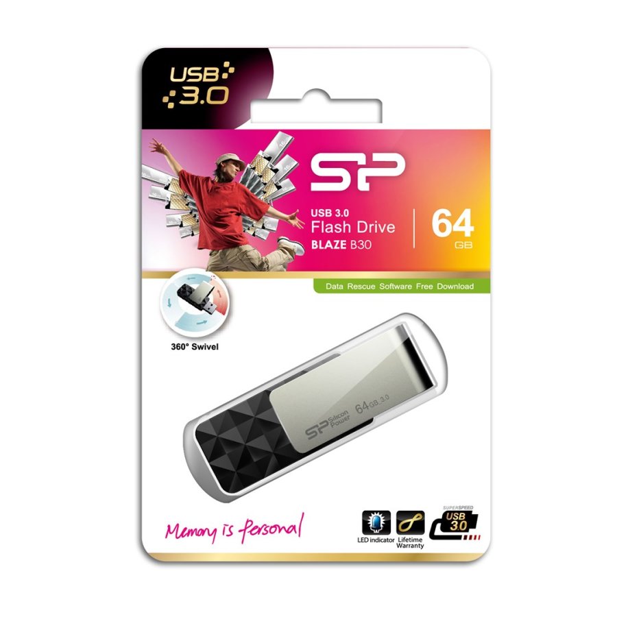 Silicon Power Blaze B30 64 GB USB Type-A 3.0 (3.1 Gen 1) hukommelsespind Sort #8