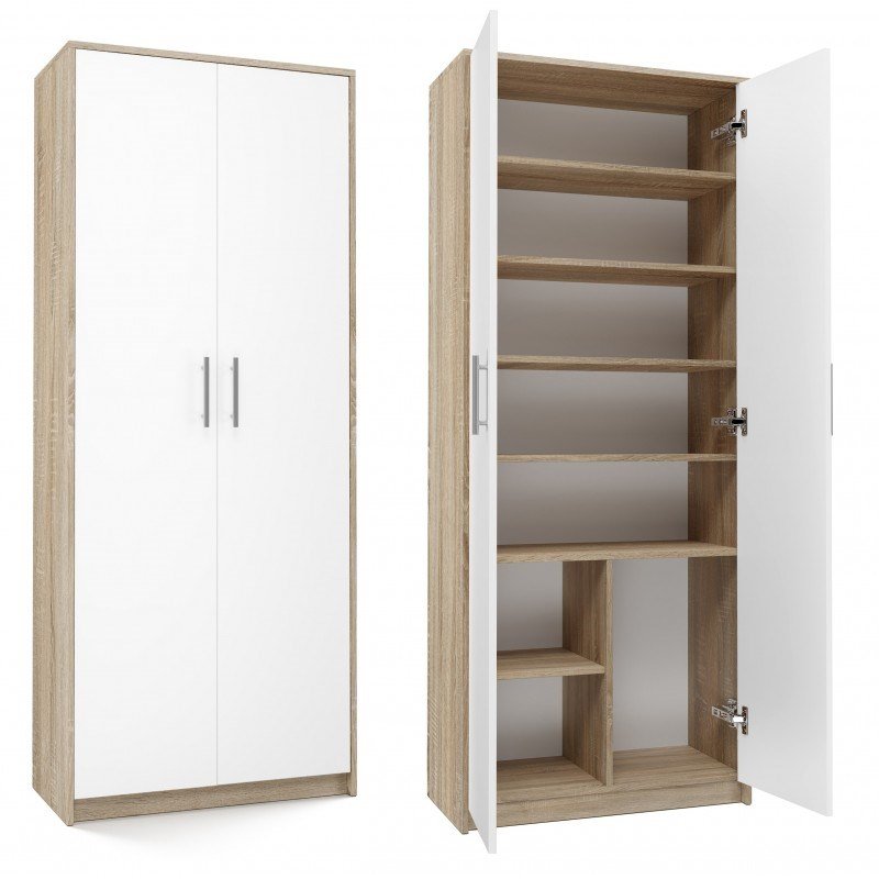 Arkivskab OLIV 2D 74x35x180 cm, Sonoma/Hvid #7