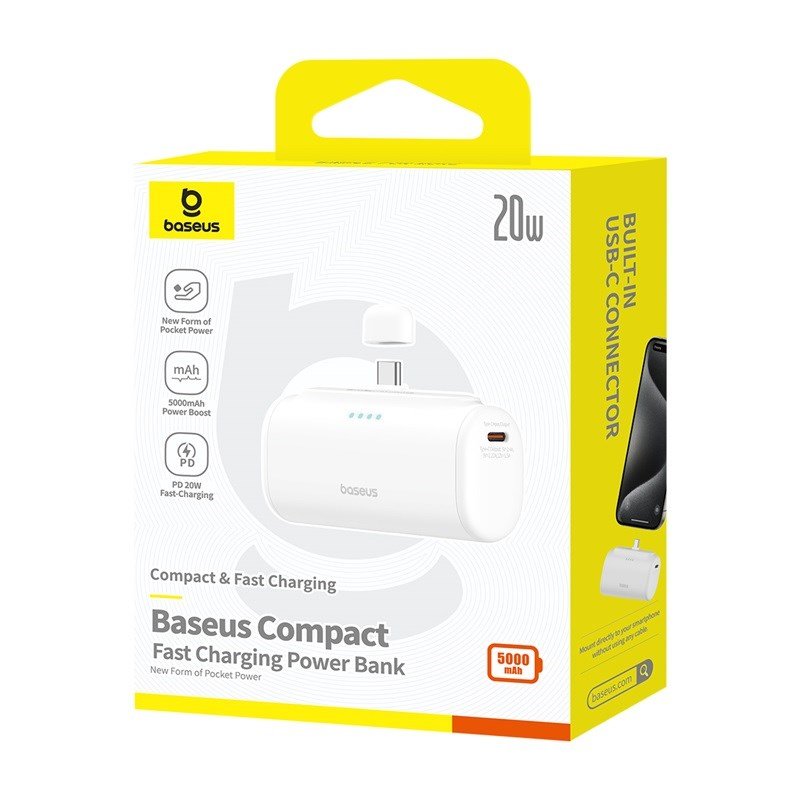 Baseus Compact P10068306213-00 Lithium-ion powerbank 5000 mAh Hvid #6