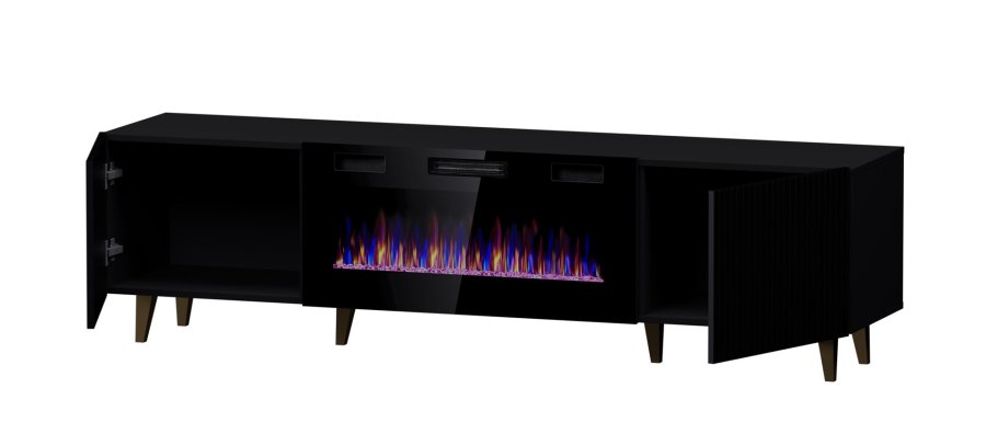 RTV-skab PAFOS EF med elektrisk pejs 180x42x49 sort mat #3