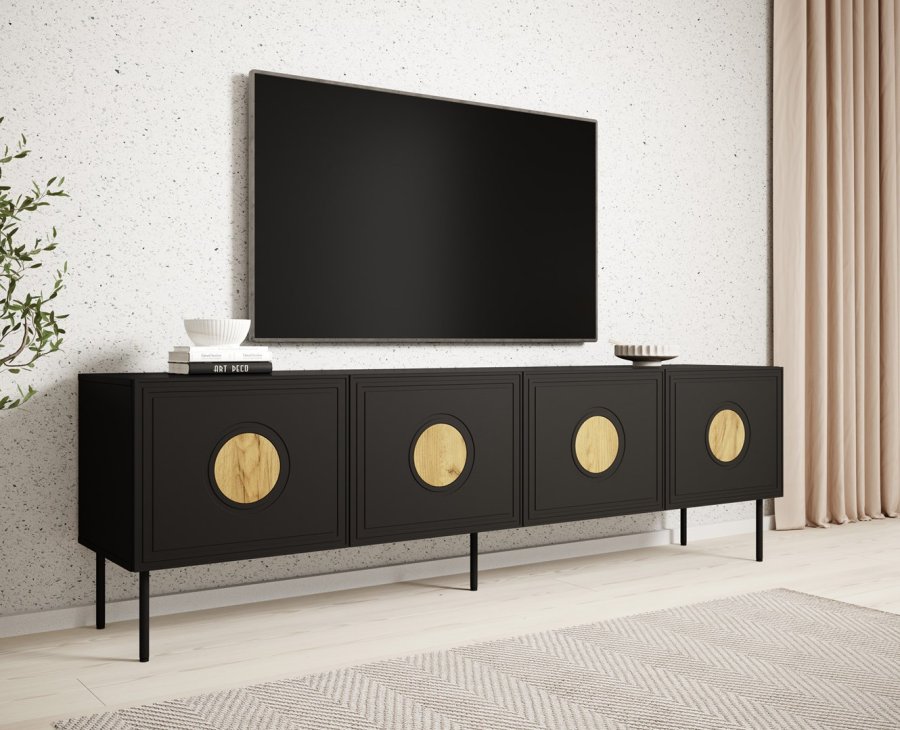 RTV-skab PALAZZO 200x42x60 sort + egetr craft #3