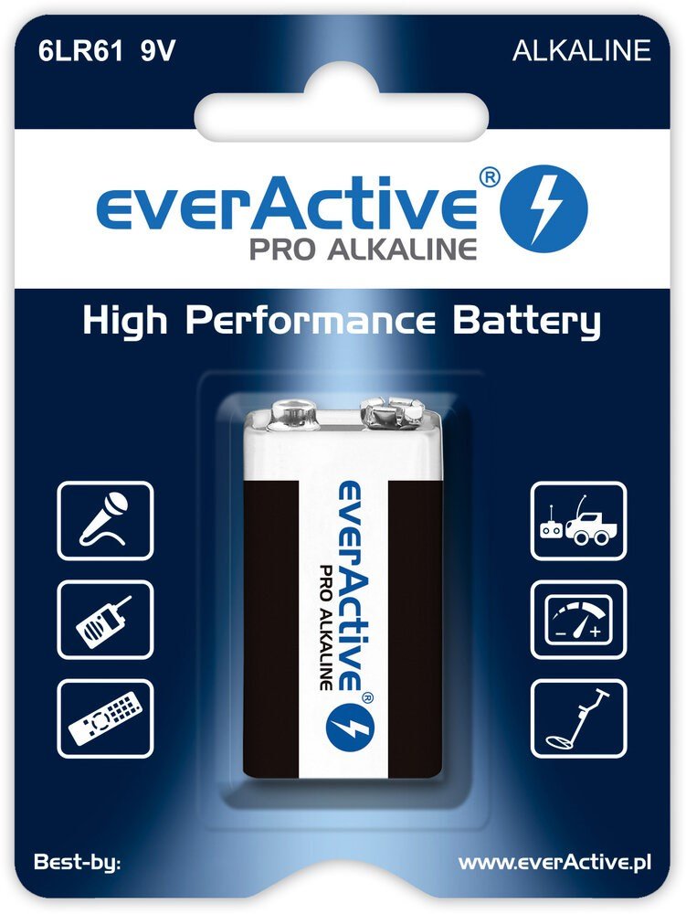 Alkalinebatteri 6LR61 9V (R9*) everActive Pro #1