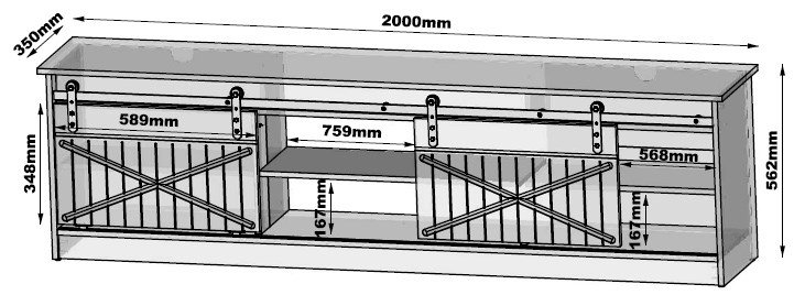 RTV GRANERO 200x56,7x35 sort/sort blankt kabinet #7