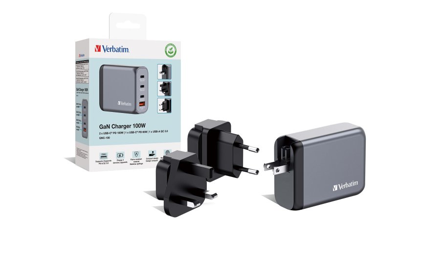 Verbatim GNC-100 GaN Charg. 100W 3xUSB-C PD, 1xUSB-A QC 3.0 32202 #5