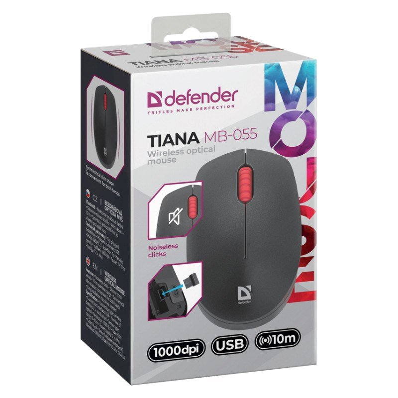 MOUSE DEFENDER TIANA MB-055 RF BEZPRZEWODOWA SILENT CZARNA 1000dpi 3P #3