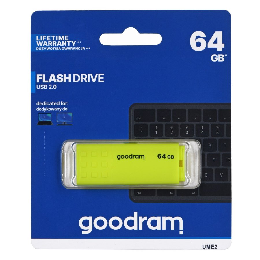 Goodram UME2-0640Y0R1 64 GB USB Type-A 2.0-hukommelsespind Gul #1