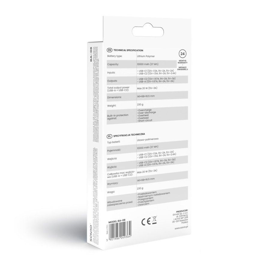 SAVIO Powerbank 10000 mAh BA-08 #4
