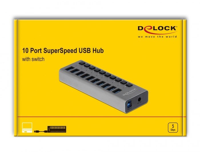 DeLOCK 63670 interface hub USB 3.2 Gen 1 (3.1 Gen 1) Type-B 5000 Mbit/s Gr #5