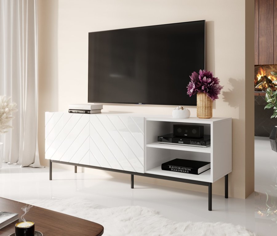 ABETO RTV-skab p sort stlramme 150x42x60 cm hvid/blank hvid #2