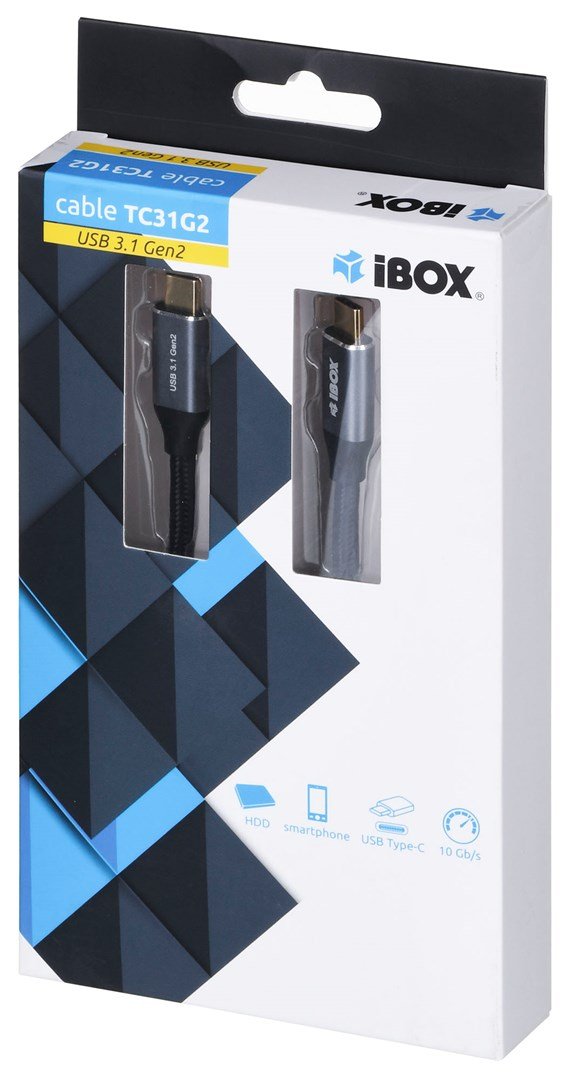 I-BOX USB C/USB C, 1 m kabel USB 3.2 Gen 2 (3.1 Gen 2) Sort #5