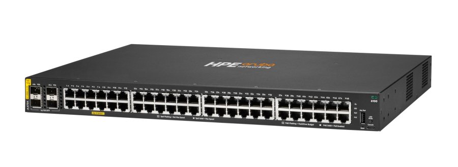 HPE Aruba Networking CX 6100 48G Class4 PoE 4SFP+ 370W Switch Administreret L3 Gigabit Ethernet (10/100/1000) Strm over Ethernet (PoE) 1U Sort #3