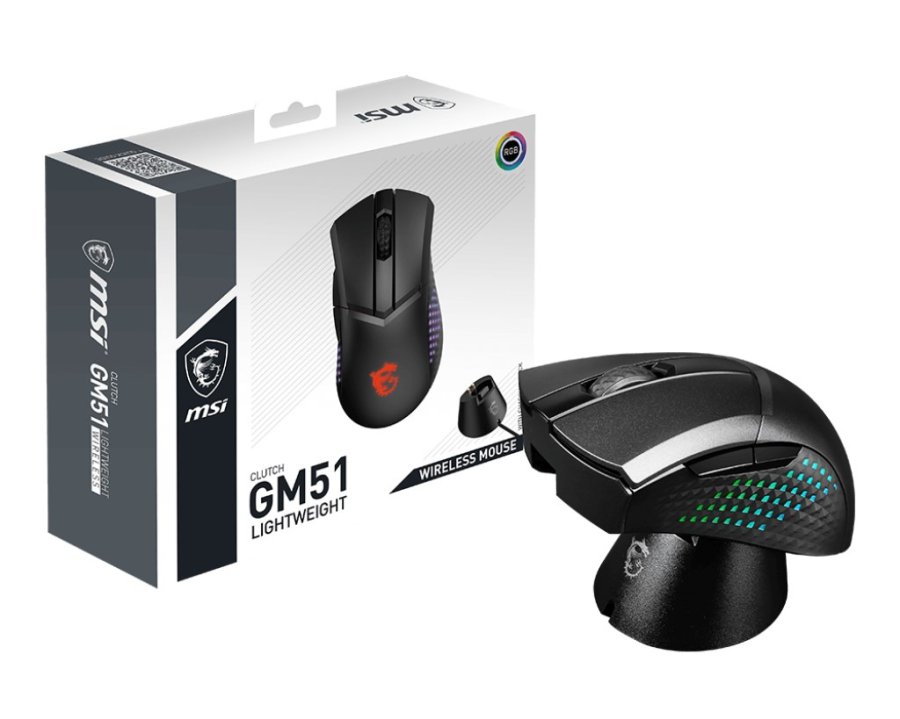 MSI CLUTCH GM51 LIGHTWEIGHT WIRELESS mus Spil Hjre hnd RF Wireless + Bluetooth + USB Type-C Optisk 26000 dpi #9
