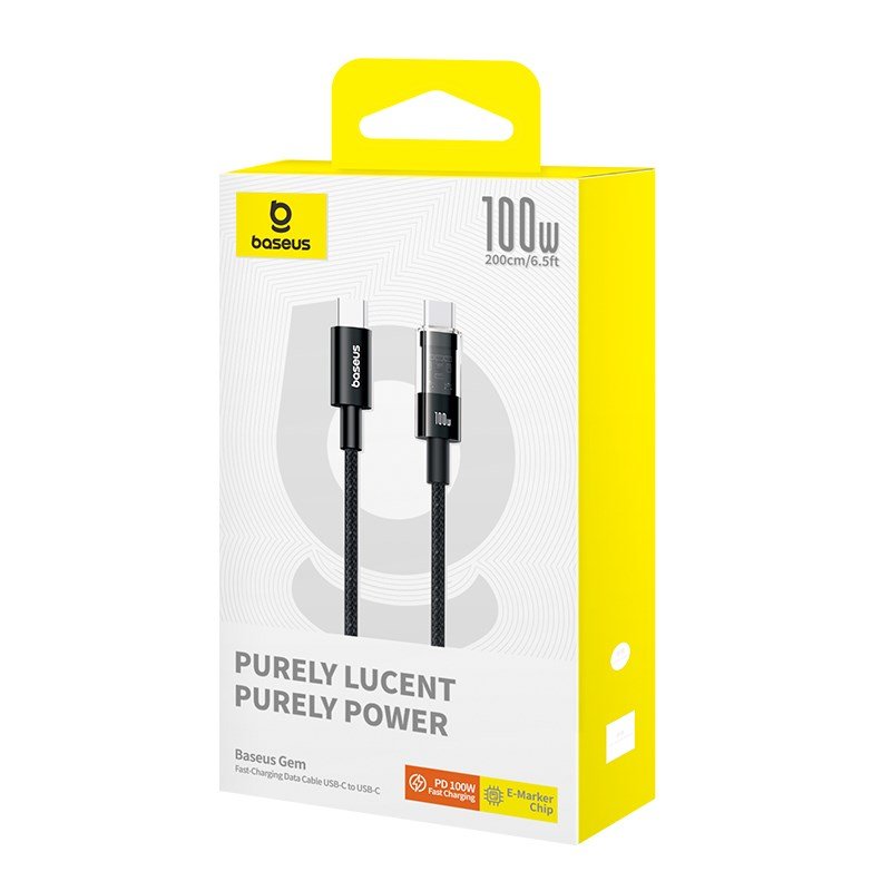 Baseus Gem USB C til USB C hurtigopladningskabel 2 m 100 W Sort #6